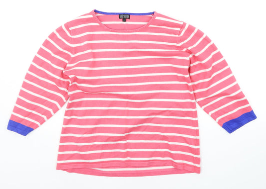 Hepburn Womens Pink Striped  Pullover Jumper Size L