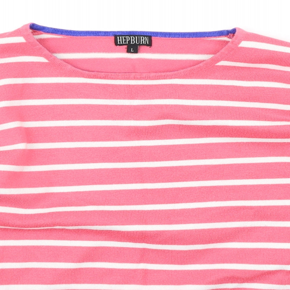 Hepburn Womens Pink Striped  Pullover Jumper Size L
