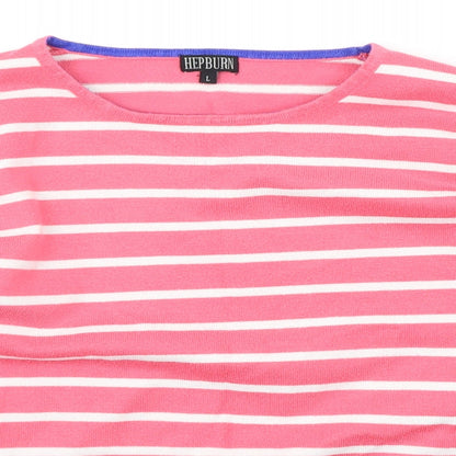 Hepburn Womens Pink Striped  Pullover Jumper Size L