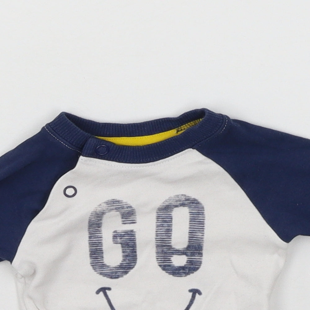 Mothercare Baby White  Jersey Babygrow One-Piece Size Newborn  - Go