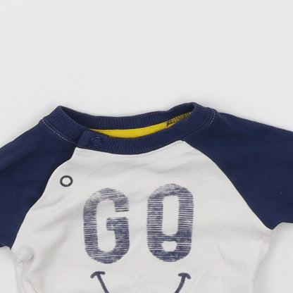 Mothercare Baby White  Jersey Babygrow One-Piece Size Newborn  - Go