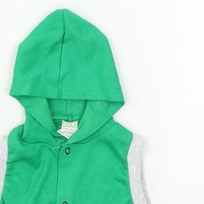 Close-up detail of Lino boys’ green jacket, size 6-9, months