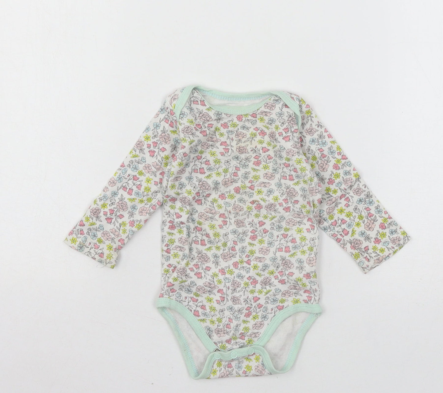 Preworn Girls Multicoloured Floral Jersey Babygrow One-Piece Size 6-9 Months