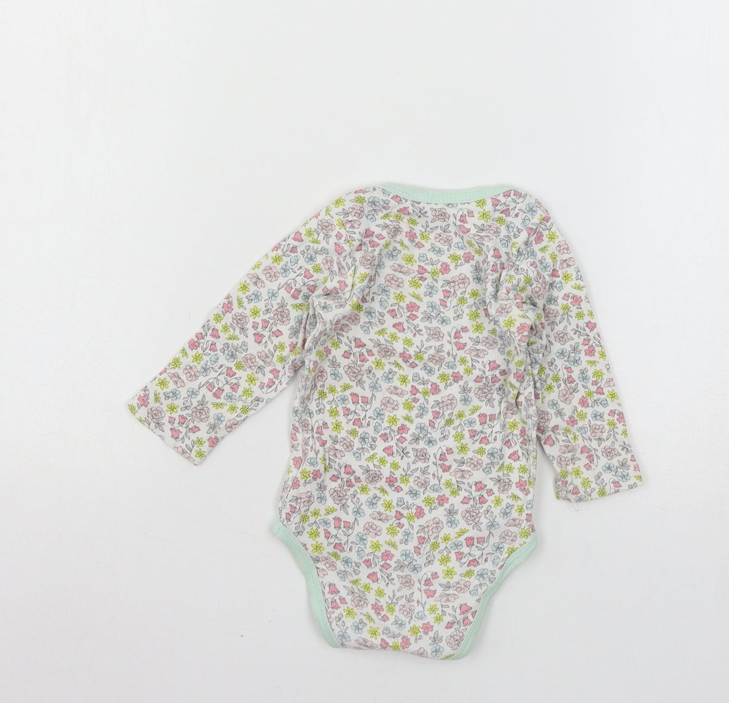 Preworn Girls Multicoloured Floral Jersey Babygrow One-Piece Size 6-9 Months