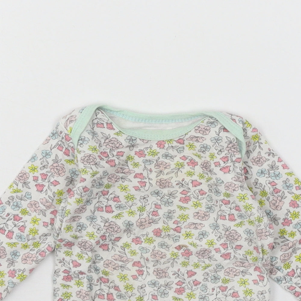 Preworn Girls Multicoloured Floral Jersey Babygrow One-Piece Size 6-9 Months