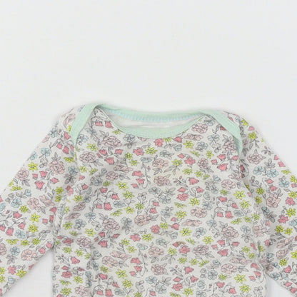 Preworn Girls Multicoloured Floral Jersey Babygrow One-Piece Size 6-9 Months