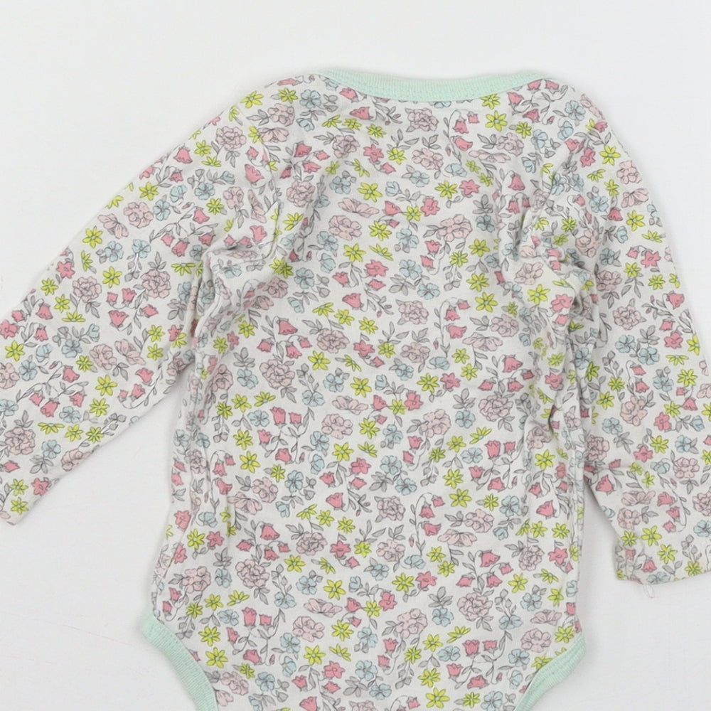 Preworn Girls Multicoloured Floral Jersey Babygrow One-Piece Size 6-9 Months