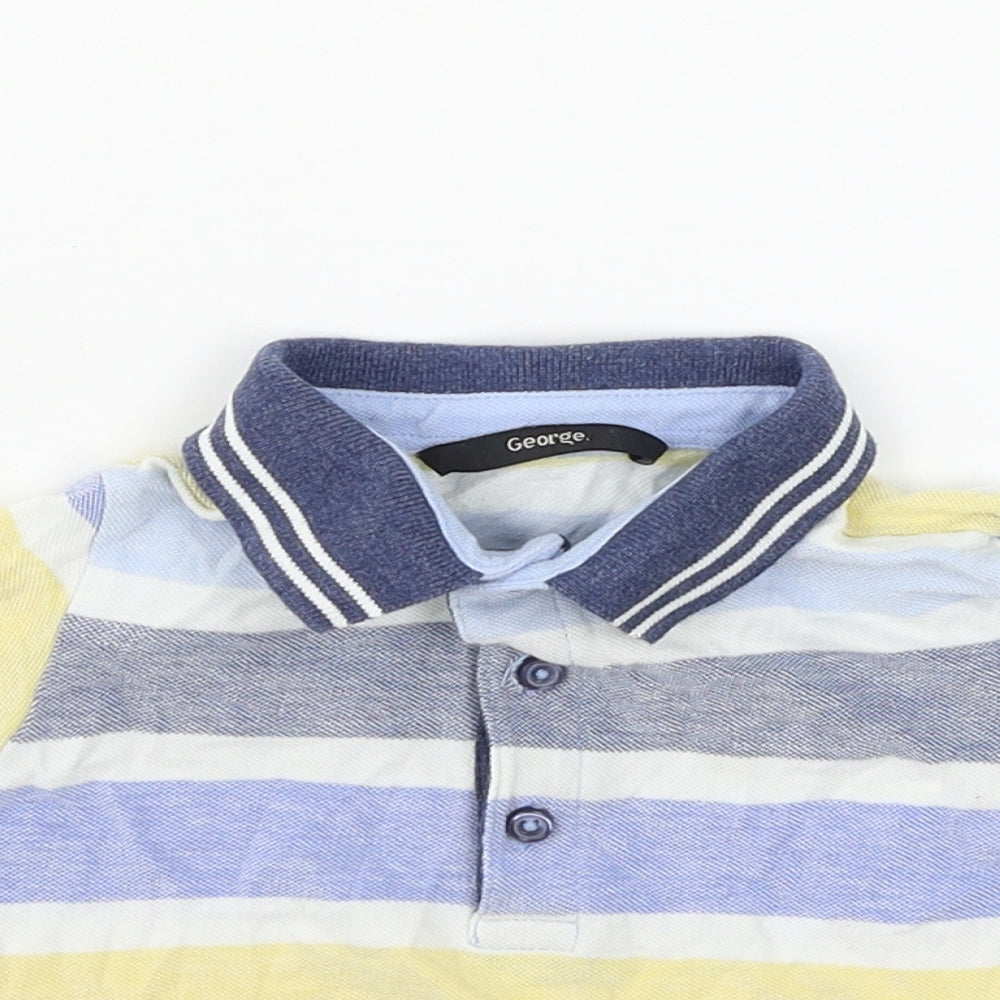 George Boys Blue Striped Jersey Basic T-Shirt Size 12-18 Months