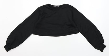 Boohoo Womens Black  Jersey Pullover Sweatshirt Size 6