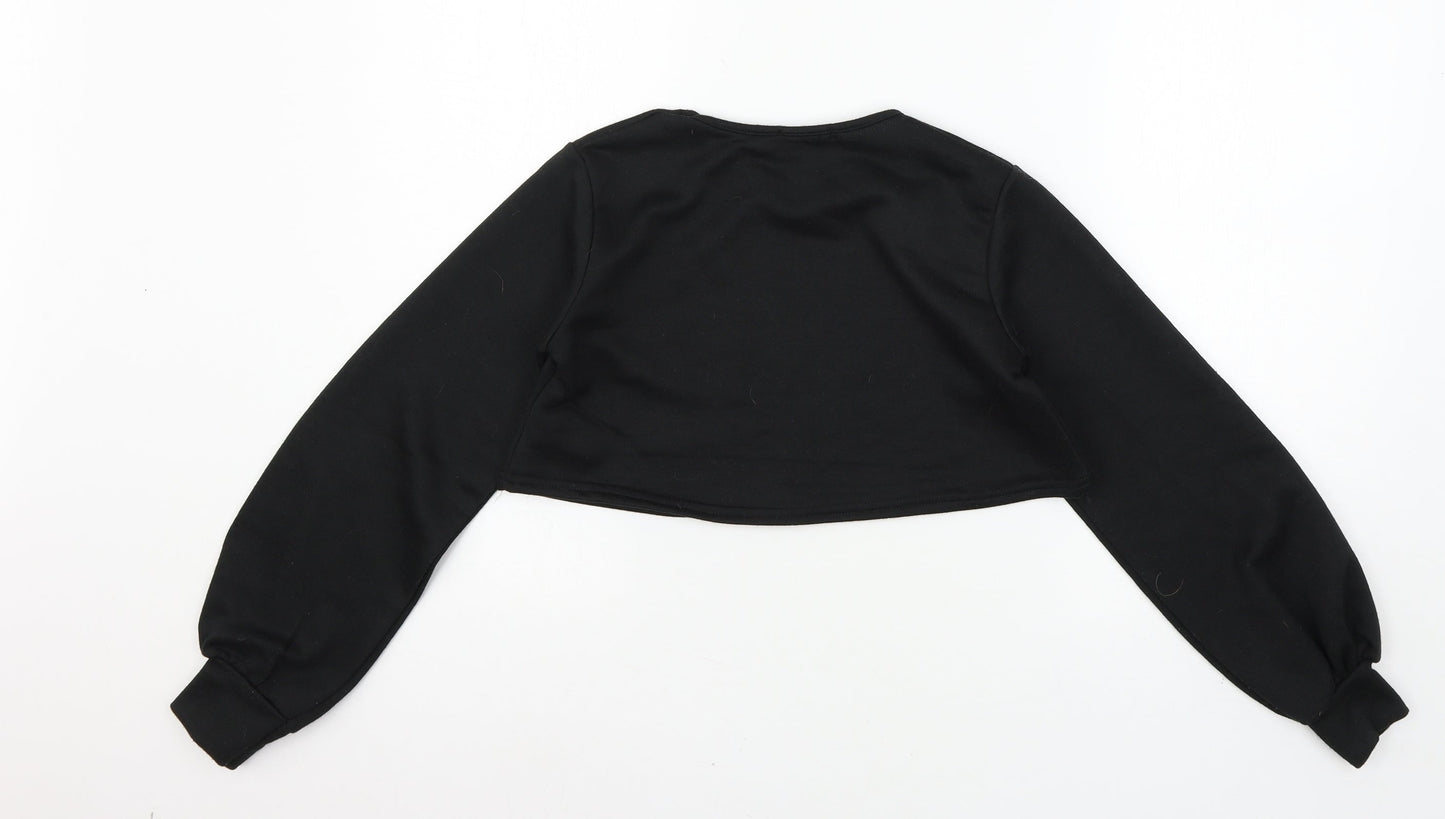 Boohoo Womens Black  Jersey Pullover Sweatshirt Size 6