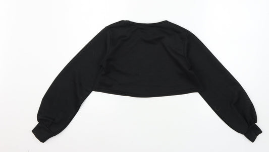 Boohoo Womens Black  Jersey Pullover Sweatshirt Size 6