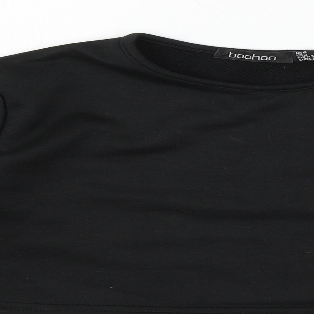 Boohoo Womens Black  Jersey Pullover Sweatshirt Size 6