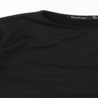 Boohoo Womens Black  Jersey Pullover Sweatshirt Size 6