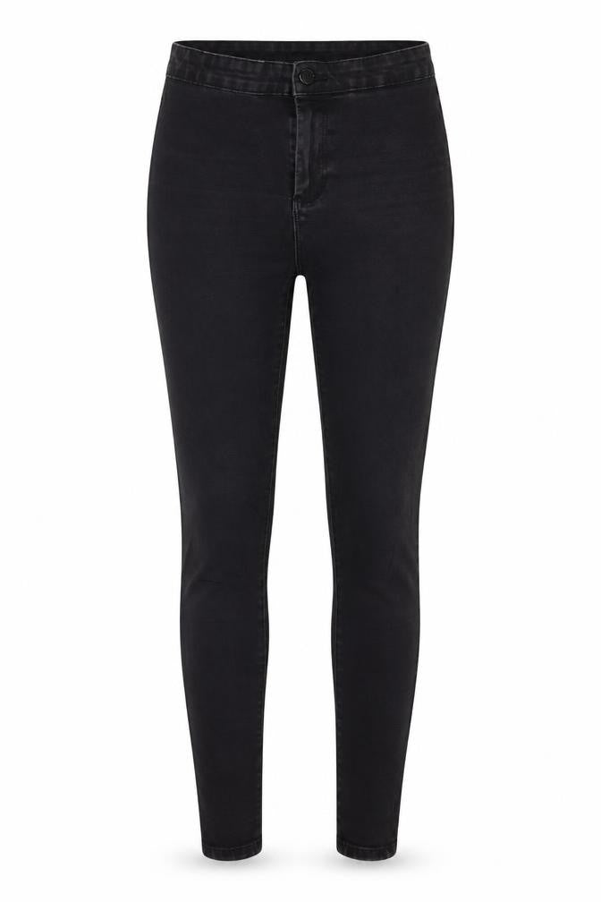 Front view of Denim & Co. women’s grey denim skinny jeans, size UK 8, 27-inch leg