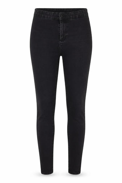 Front view of Denim & Co. women’s grey denim skinny jeans, size UK 8, 27-inch leg