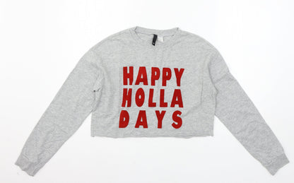 Womens UK Size S Divided by H&M Grey Pullover Sweatshirt