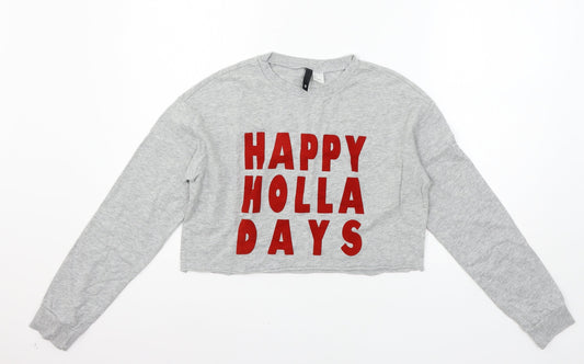 Womens UK Size S Divided by H&M Grey Pullover Sweatshirt