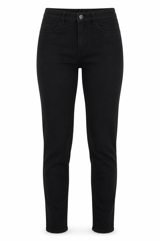Front view of Divided by H&M women’s black denim skinny jeans, size UK 6, 29-inch leg