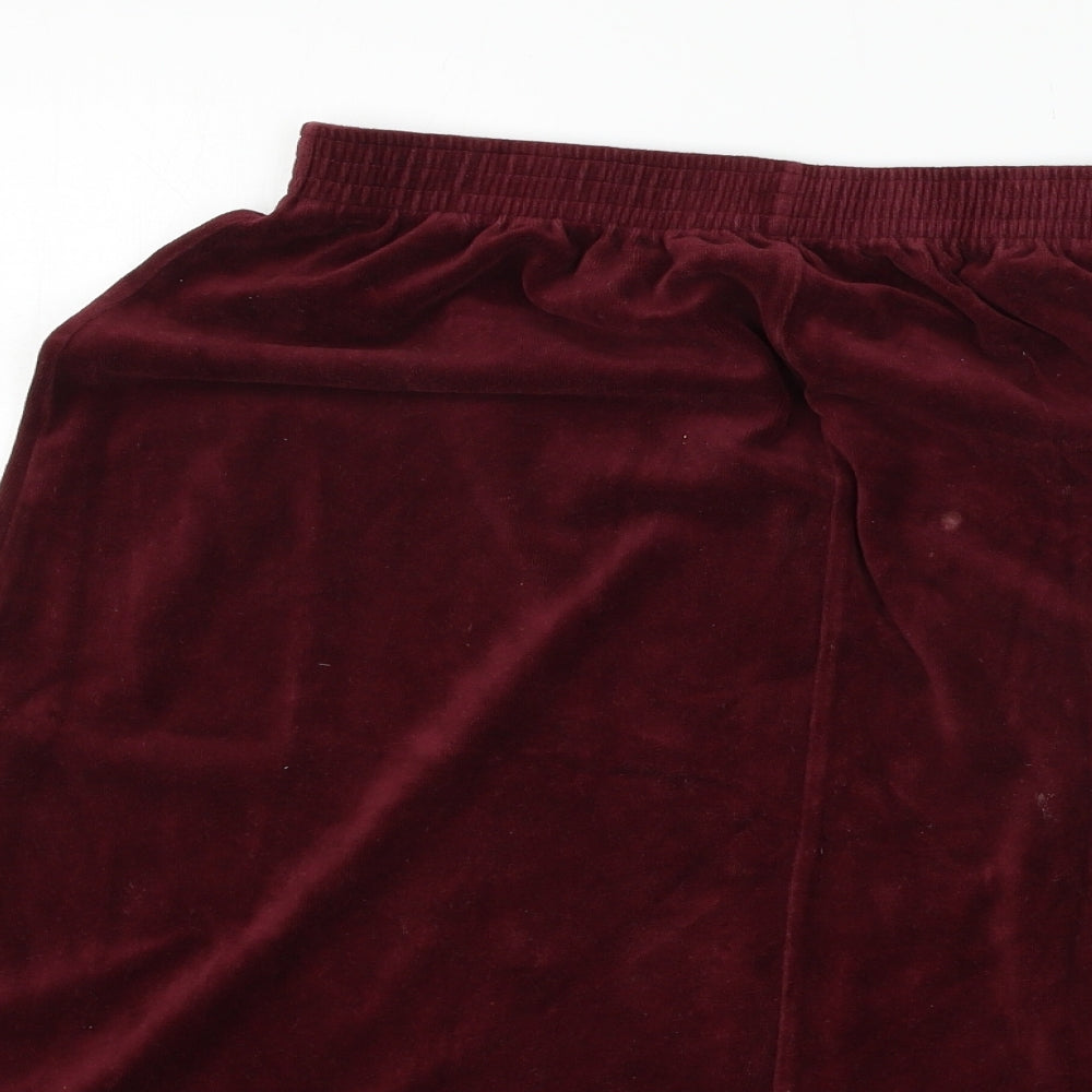 Damart Womens Red  Velour Flare Skirt Size 30 in