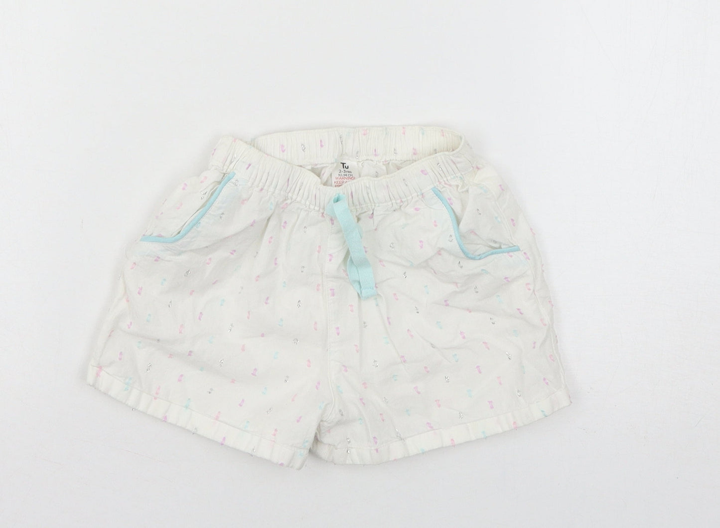 TU Girls White Polka Dot  Cami Pyjama Pants Size 2-3 Years