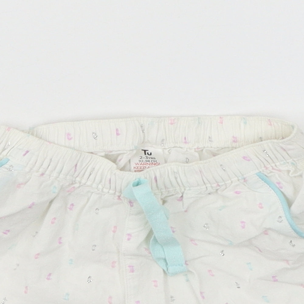 TU Girls White Polka Dot  Cami Pyjama Pants Size 2-3 Years