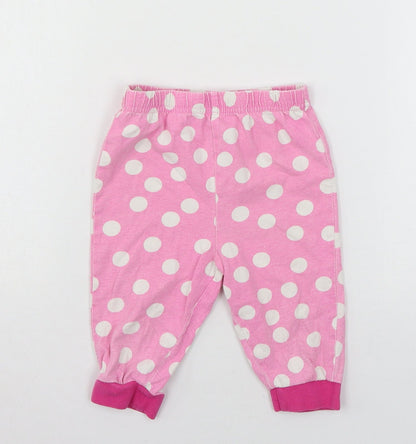 NEXT Girls Pink Polka Dot Jersey Capri Pyjama Pants Size 18-24 Months