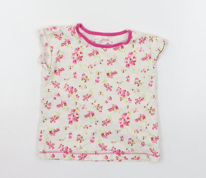 NEXT Girls White Floral Jersey Basic T-Shirt Size 18-24 Months