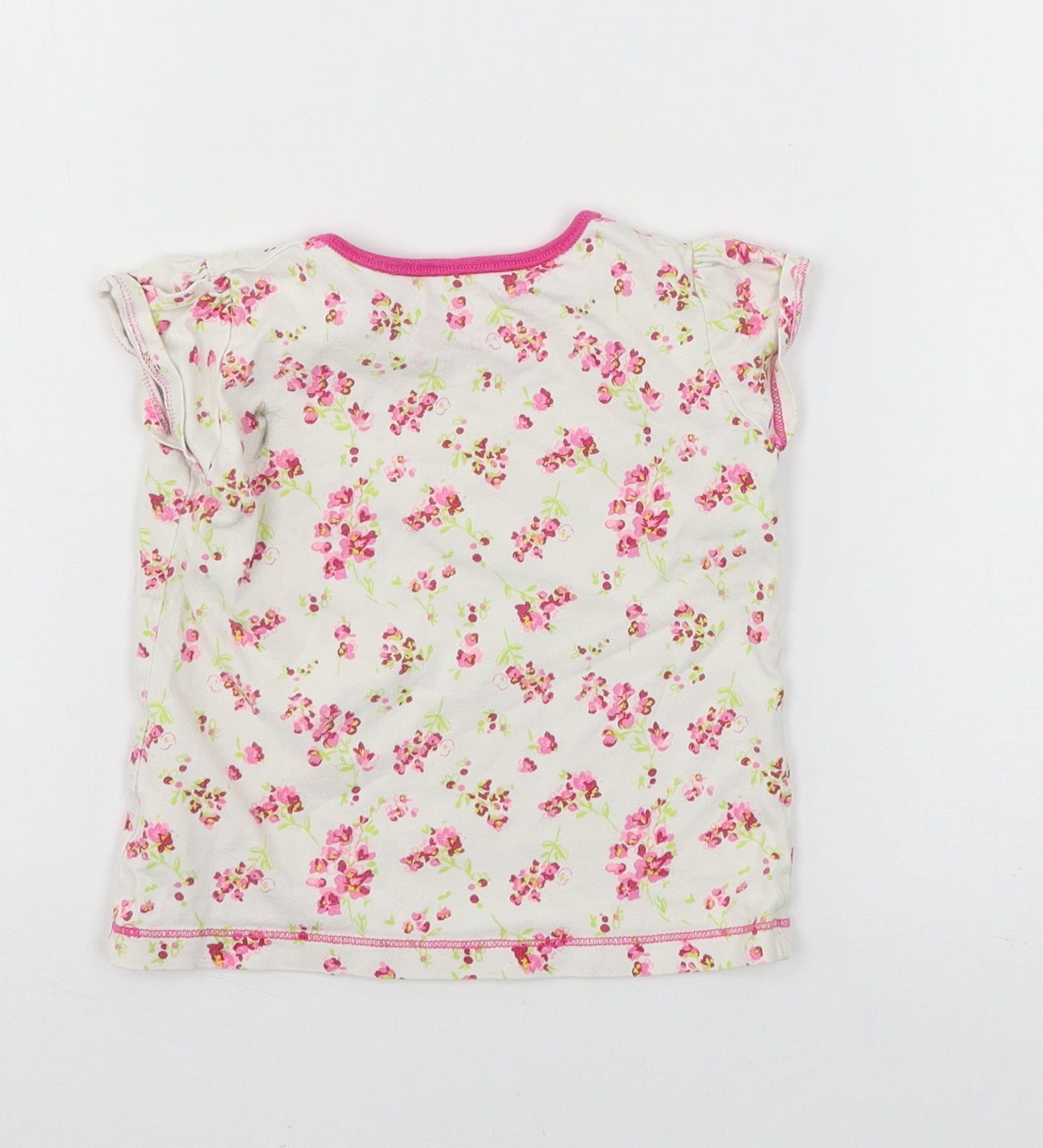 NEXT Girls White Floral Jersey Basic T-Shirt Size 18-24 Months