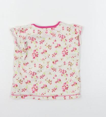 NEXT Girls White Floral Jersey Basic T-Shirt Size 18-24 Months