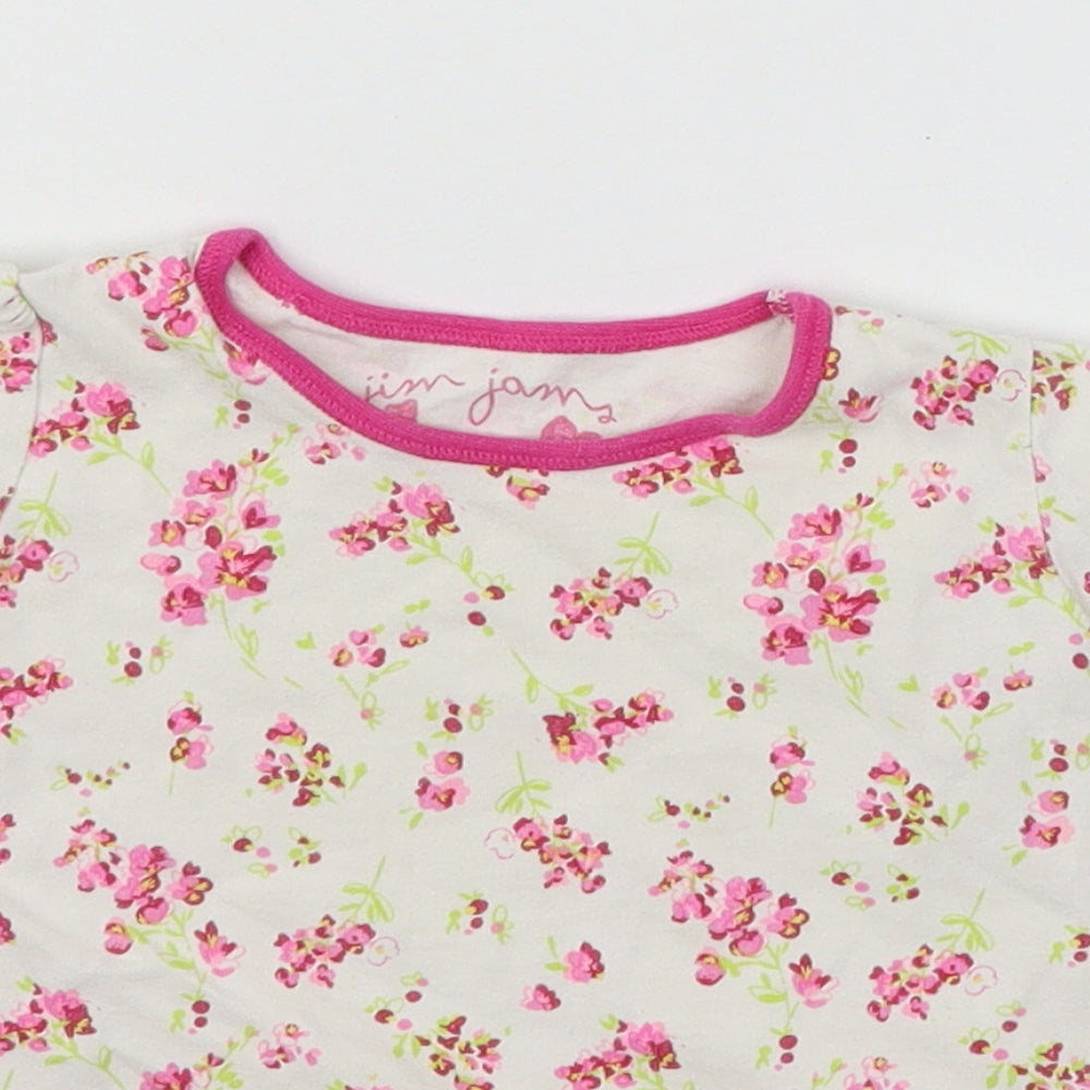 NEXT Girls White Floral Jersey Basic T-Shirt Size 18-24 Months