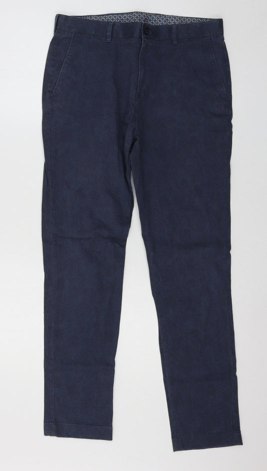 Womens UK Size 32 in Preworn Regular Fit Chino Blue Trousers