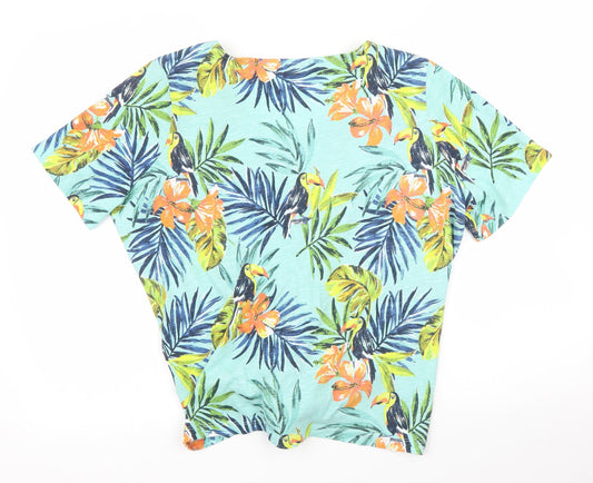 Julipa Womens Blue Floral  Basic Blouse Size 14