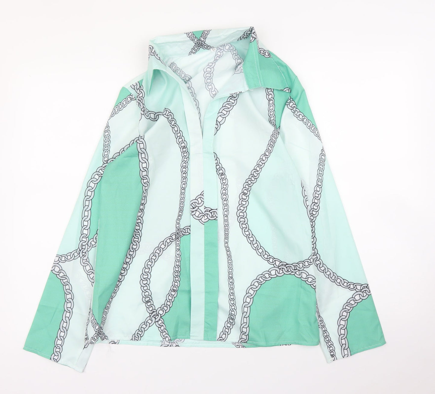 Womens UK Size XS Preworn Green Basic Blouse