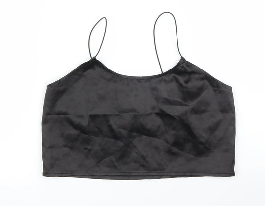 Womens UK Size 6 PRETTYLITTLETHING Black Camisole Blouse