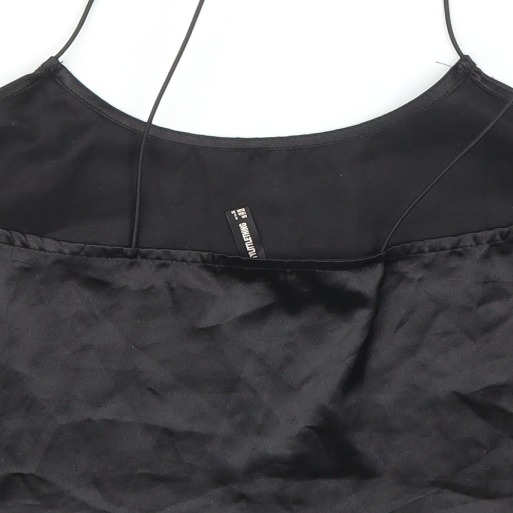 Womens UK Size 6 PRETTYLITTLETHING Black Camisole Blouse
