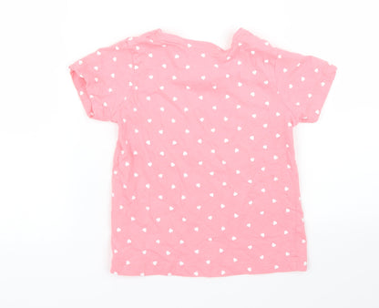 Back view of Primark girls’ pink polka dot basic t-shirt, size 3, years