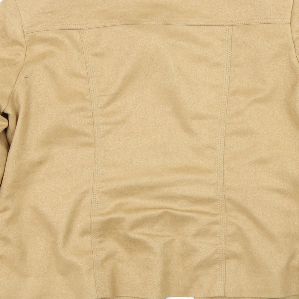 Brand and care label for Office Girl women’s brown jacket, size UK 14