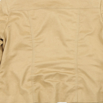 Brand and care label for Office Girl women’s brown jacket, size UK 14