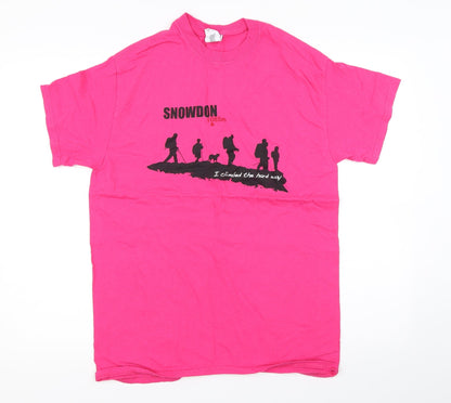 Womens UK Size M Gildan Pink Basic T-Shirt