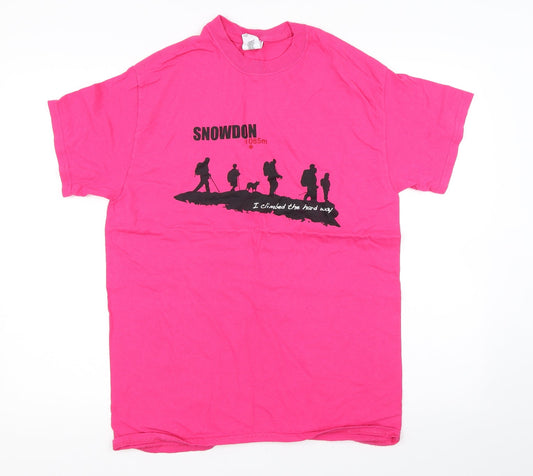 Womens UK Size M Gildan Pink Basic T-Shirt