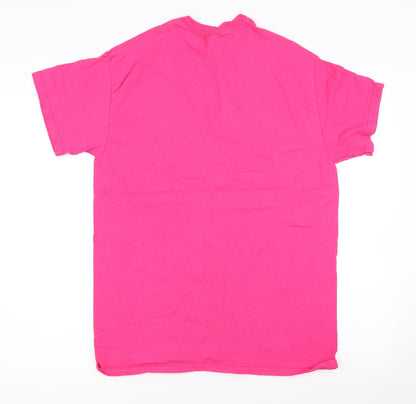 Womens UK Size M Gildan Pink Basic T-Shirt
