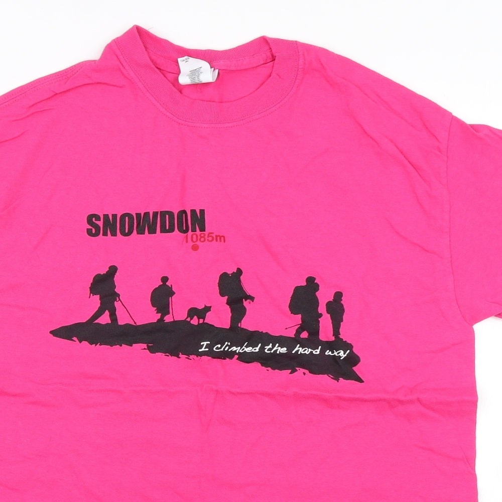 Womens UK Size M Gildan Pink Basic T-Shirt