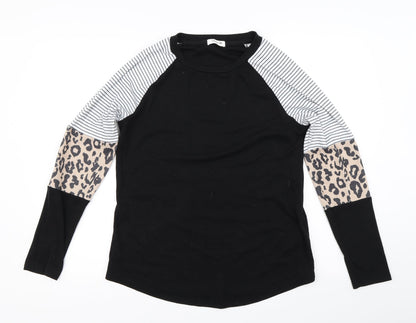Womens UK Size M Blooming Jelly Black Basic T-Shirt