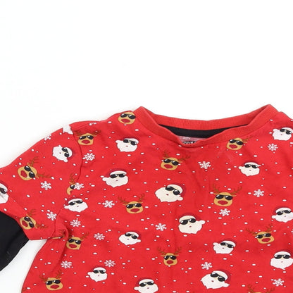 F&F Girls Red Solid  Top Pyjama Top Size 4-5 Years  - Christmas Santa Reindeer