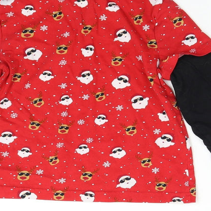 F&F Girls Red Solid  Top Pyjama Top Size 4-5 Years  - Christmas Santa Reindeer