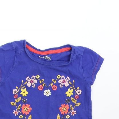Nutmeg Boys Blue Floral  Basic T-Shirt Size 2-3 Years  - Heart