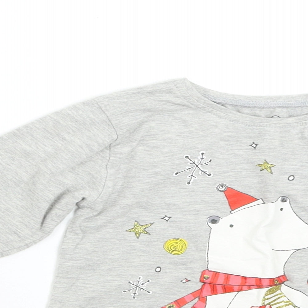 NEXT Girls Grey   Basic T-Shirt Size 2-3 Years  - Polar Bear