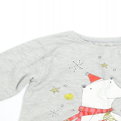 NEXT Girls Grey   Basic T-Shirt Size 2-3 Years  - Polar Bear