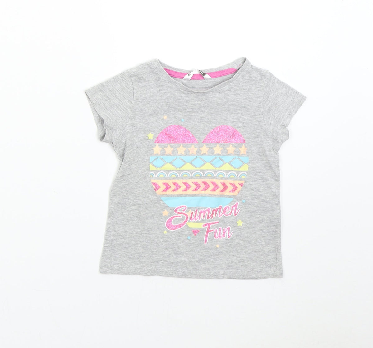 Additional front view of Pep&Co boys’ grey basic t-shirt, size 2-3, years - summer fun