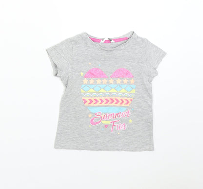 Additional front view of Pep&Co boys’ grey basic t-shirt, size 2-3, years - summer fun